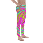 Men's Leggings, Groovy Abstract Pink and Turquoise Swirl