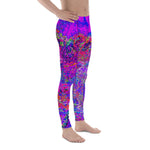 Men's Leggings, Psychedelic Impressionistic Purple Garden Landscape