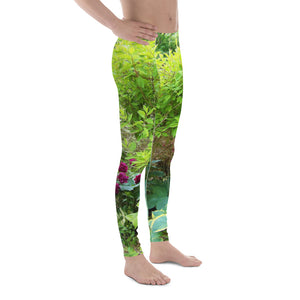 Men's Leggings, Beautiful Green Garden Landscape with Hostas