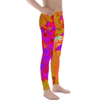 Men's Leggings, Colorful Ultra-Violet, Magenta and Red Wildflowers