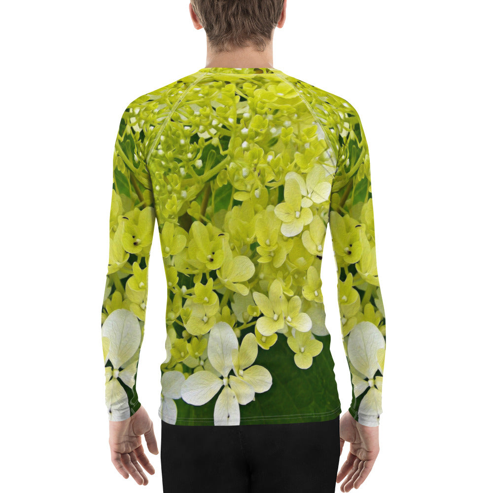 Men's Athletic Rash Guard Shirts, Elegant Chartreuse Green Limelight Hydrangea