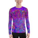 Men's Athletic Rash Guard, Psychedelic Impressionistic Purple Garden Landscape