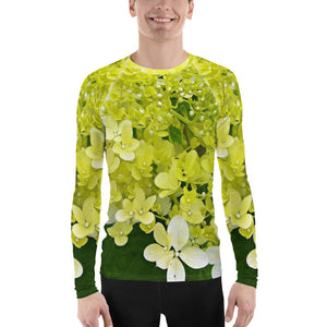 Men's Athletic Rash Guard Shirts, Elegant Chartreuse Green Limelight Hydrangea