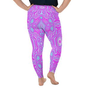 Plus Size Leggings for Women, Blue, Orange and Hot Pink Groovy Abstrac – My  Rubio Garden
