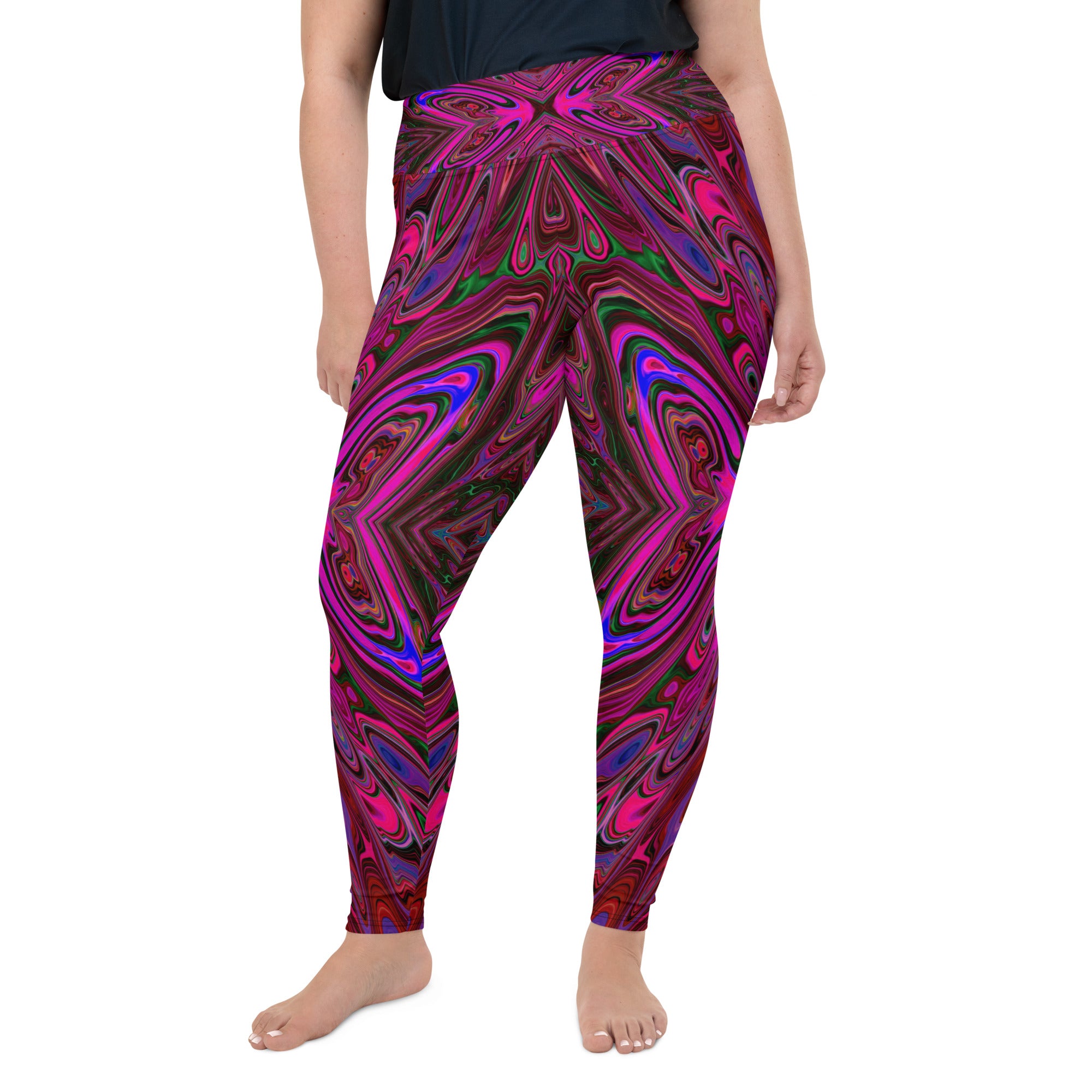 Plus Size Leggings, Trippy Hot Pink, Red and Blue Abstract Butterfly – My  Rubio Garden