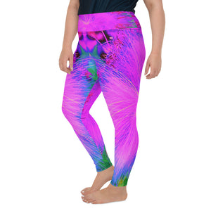 Plus Size Leggings for Women, Psychedelic Nature Ultra-Violet Purple Milkweed