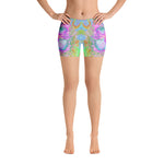 Spandex Shorts for Women, Psychedelic Hot Pink and Ultra-Violet Hibiscus
