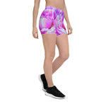 Spandex Shorts for Women, Stunning Double Pink Peony Flower Detail
