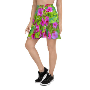 Skater Skirts for Teens, Beautiful Green Weigela with Crimson Flowers