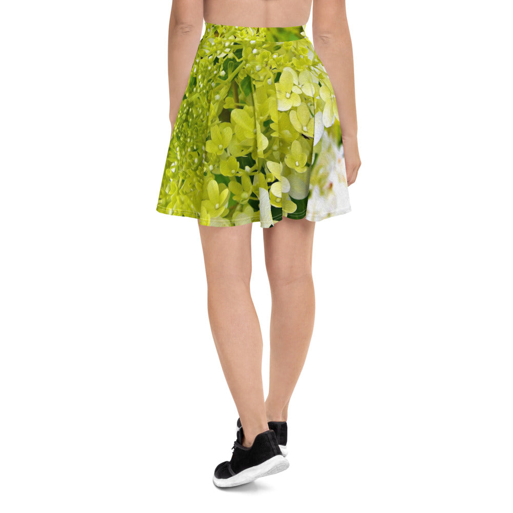 Skater Skirts for Women, Elegant Chartreuse Green Limelight Hydrangea