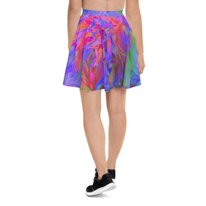 Skater Skirts for Women, Elegant Psychedelic Decorative Dahlia Flower