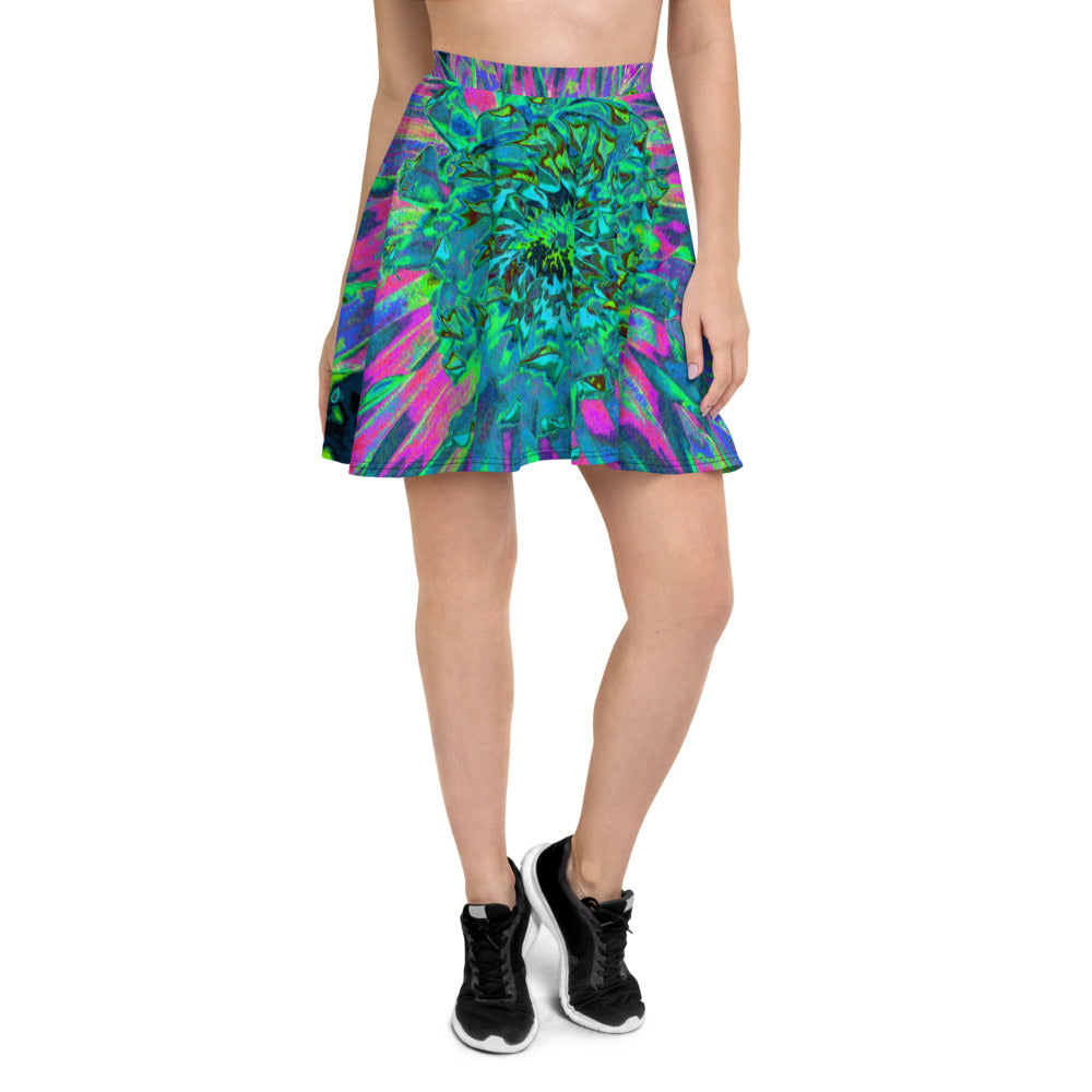 Colorful Abstract Floral Skater Skirt