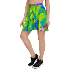 Skater Skirt for Women, Abstract Patchwork Sunflower Garden Collage All Over Print
