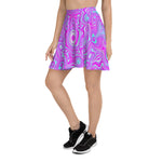 Skater Skirts for Women and Teen Girls, Trippy Hot Pink and Aqua Blue Abstract Pattern