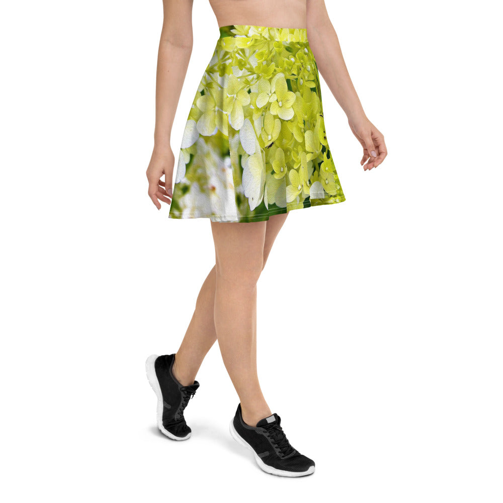 Skater Skirts for Women, Elegant Chartreuse Green Limelight Hydrangea