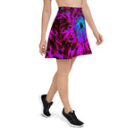 Skater Skirts for Women, Dramatic Crimson Red, Purple and Black Dahlia