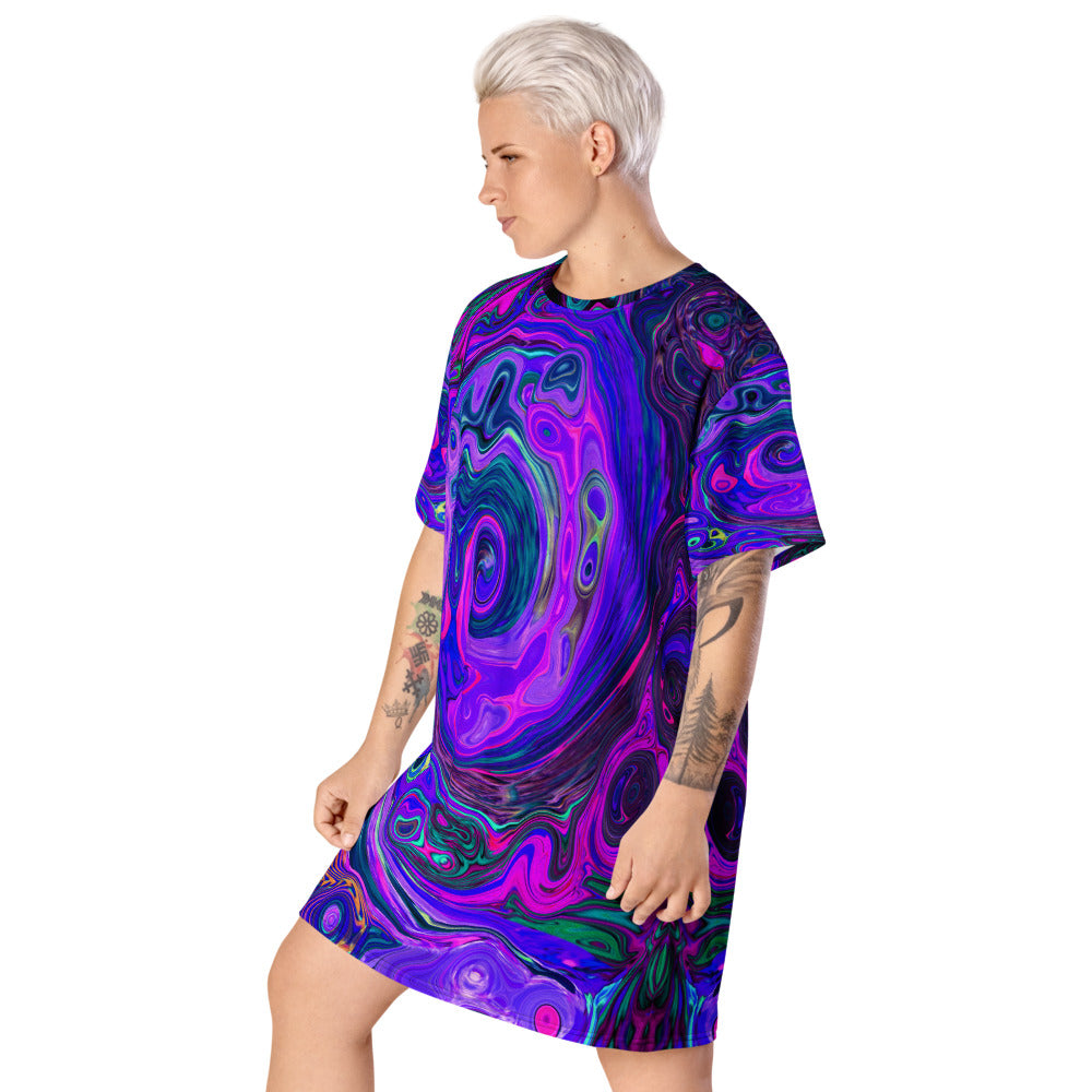 Colorful Abstract Purple T Shirt Dress