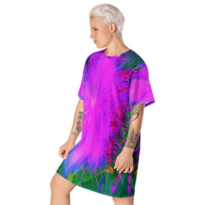 T Shirt Dress, Psychedelic Nature Ultra-Violet Purple Milkweed