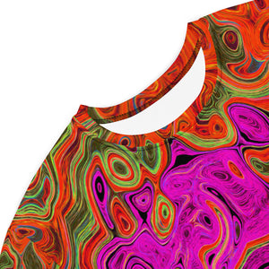 T Shirt Dress, Hot Pink Groovy Abstract Retro Liquid Swirl