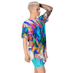 T Shirt Dress, Stunning Watercolor Rainbow Cactus Dahlia