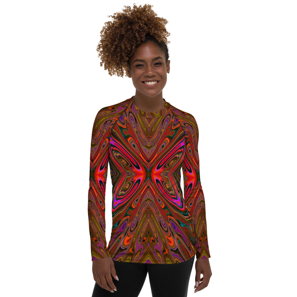 Abstract Butterfly Rash Guard Shirt for Women