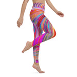 Yoga Leggings for Women, Colorful Rainbow Swirl Retro Abstract Design