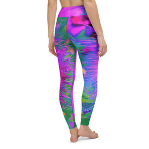 Yoga Leggings for Women, Psychedelic Nature Ultra-Violet Purple Milkweed