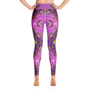 Yoga Leggings for Women, Trippy Pink and Purple Abstract Pattern