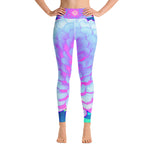 Yoga Leggings for Women, Pretty Purple and Pink Zinnia in the Summer Garden