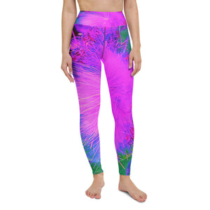 Yoga Leggings for Women, Psychedelic Nature Ultra-Violet Purple Milkweed