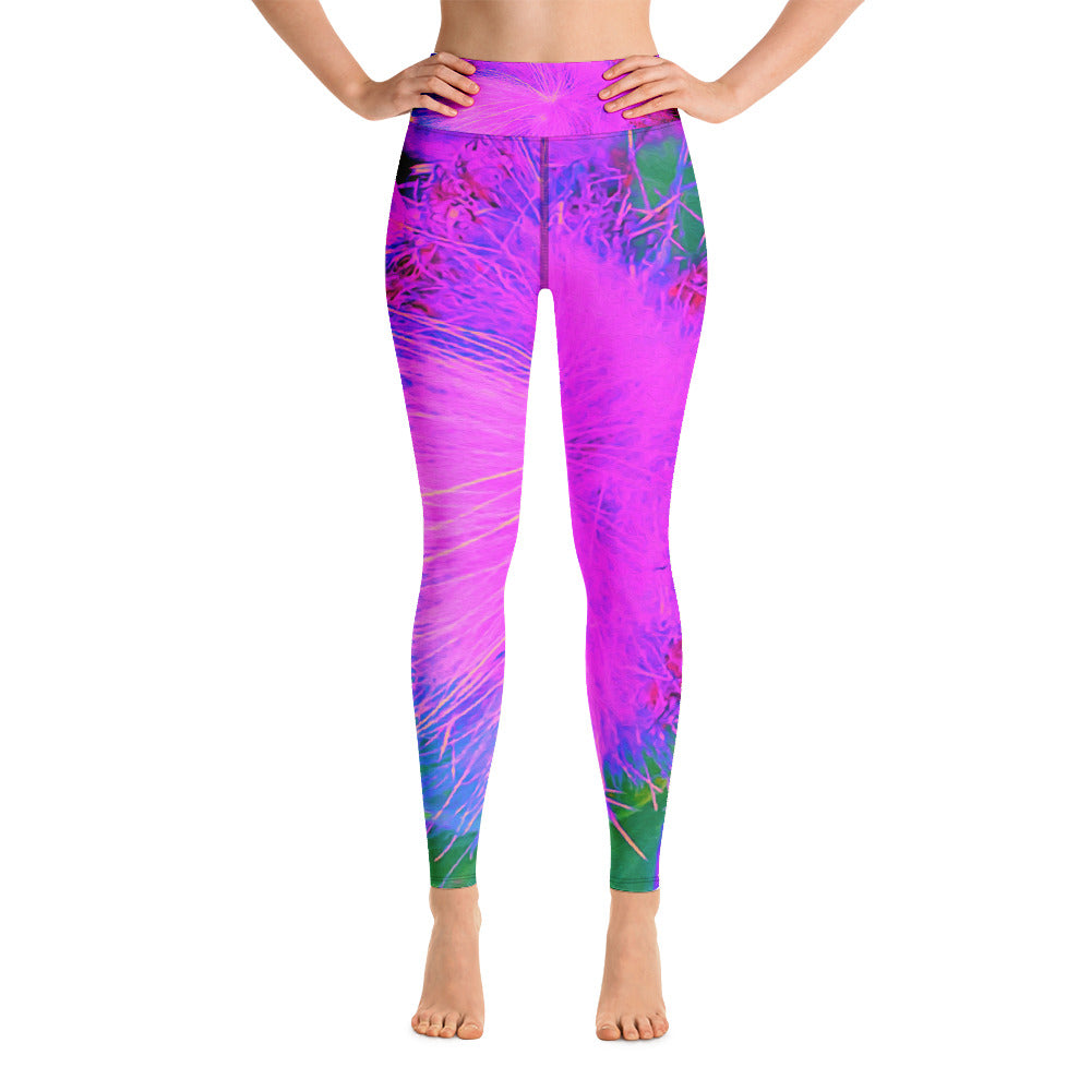 Yoga Leggings for Women, Psychedelic Nature Ultra-Violet Purple Milkweed