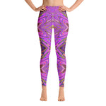 Yoga Leggings for Women, Trippy Pink and Purple Abstract Pattern