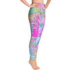 Yoga Leggings for Women, Psychedelic Hot Pink and Ultra-Violet Hibiscus