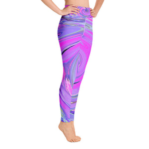 Yoga Leggings, Colorful Hot Pink and Purple Boho Hippie Swirl