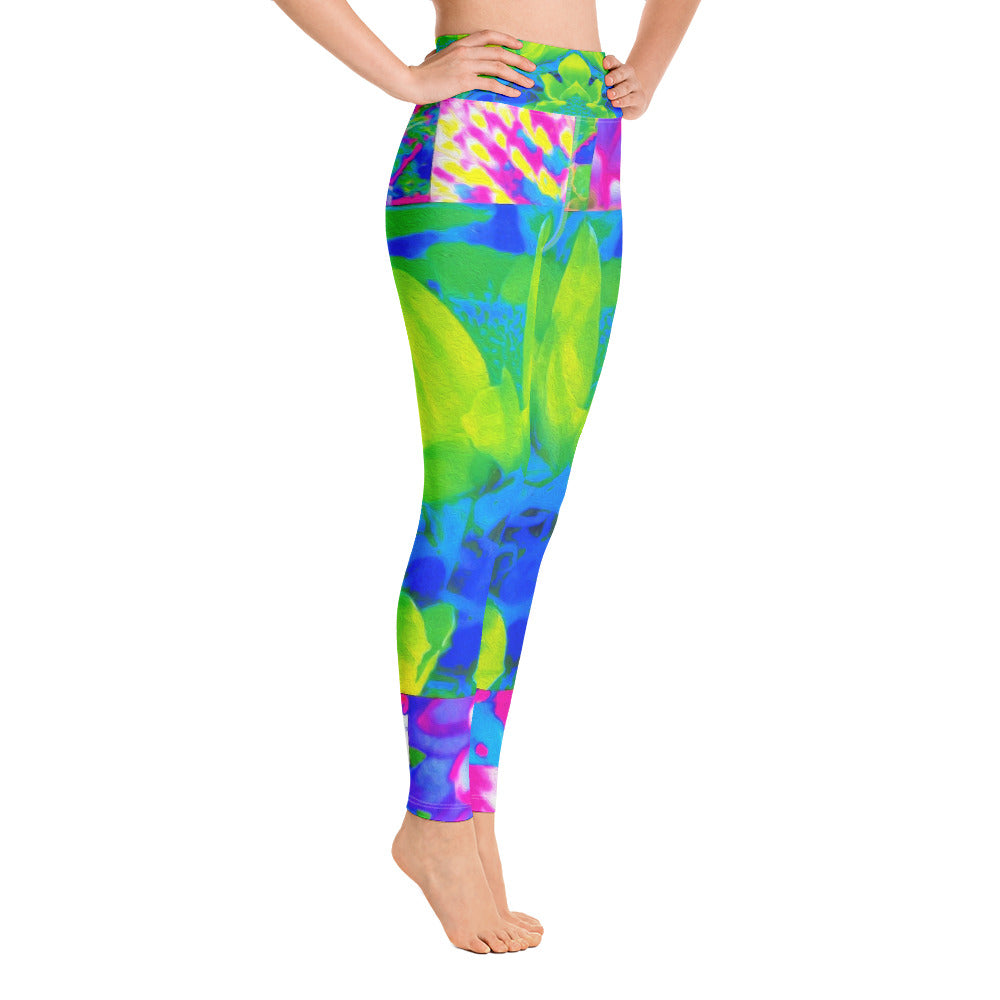 Yoga Leggings for Women, Abstract Patchwork Sunflower Garden Collage All Over Print