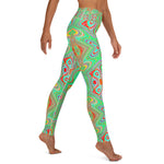 Yoga Leggings for Women, Trippy Retro Orange and Lime Green Abstract Pattern
