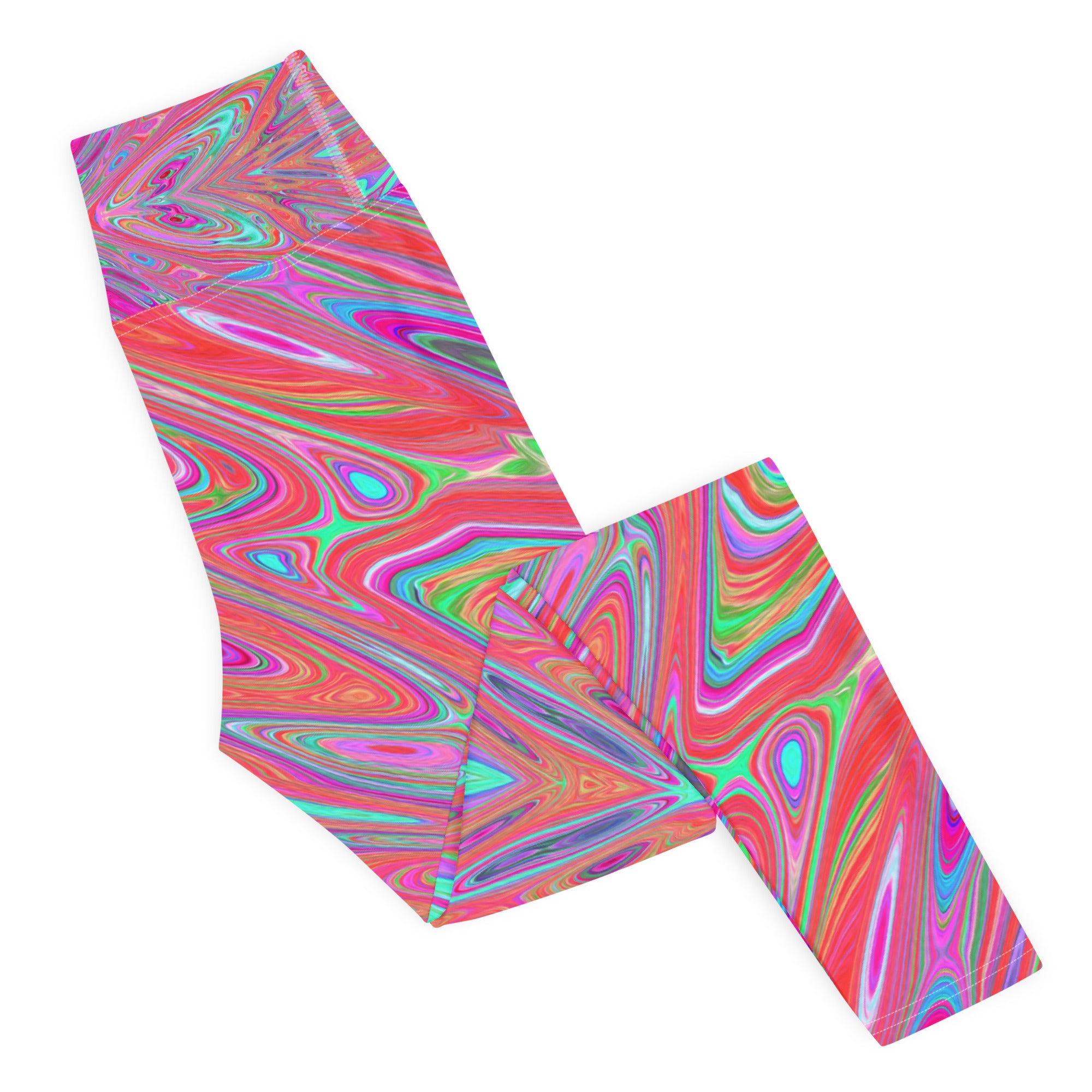 Yoga Leggings, Trippy Pink, Aqua and Magenta Abstract Butterfly
