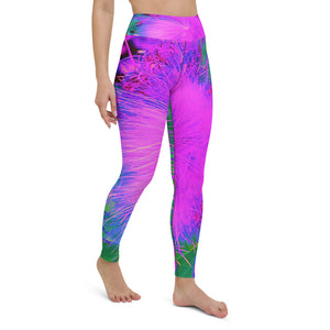 Yoga Leggings for Women, Psychedelic Nature Ultra-Violet Purple Milkweed