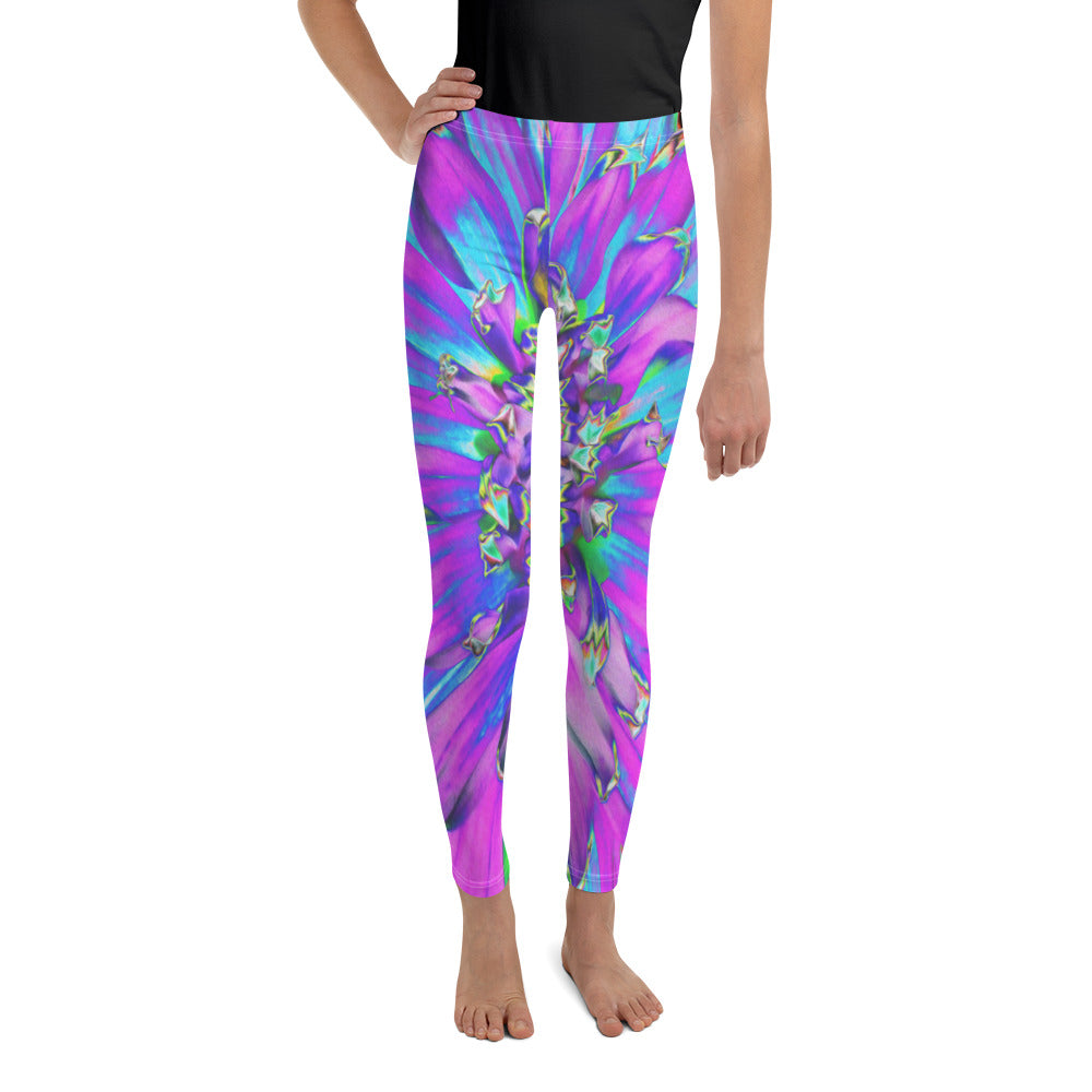 Colorful Floral Youth Leggings for Girls