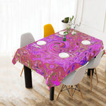 Tablecloths for Rectangular Tables, Hot Pink Marbled Colors Abstract Retro Swirl - 84 x 60"