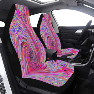 Car Seat Covers, Cool Abstract Retro Hot Pink and Red Floral Swirl