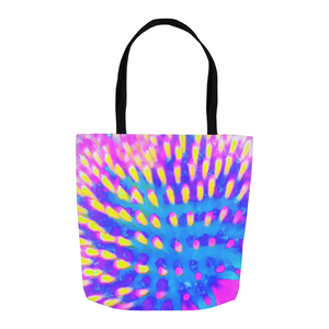 Cute Colorful Tote Bags, Pink, Blue and Yellow Abstract Coneflower