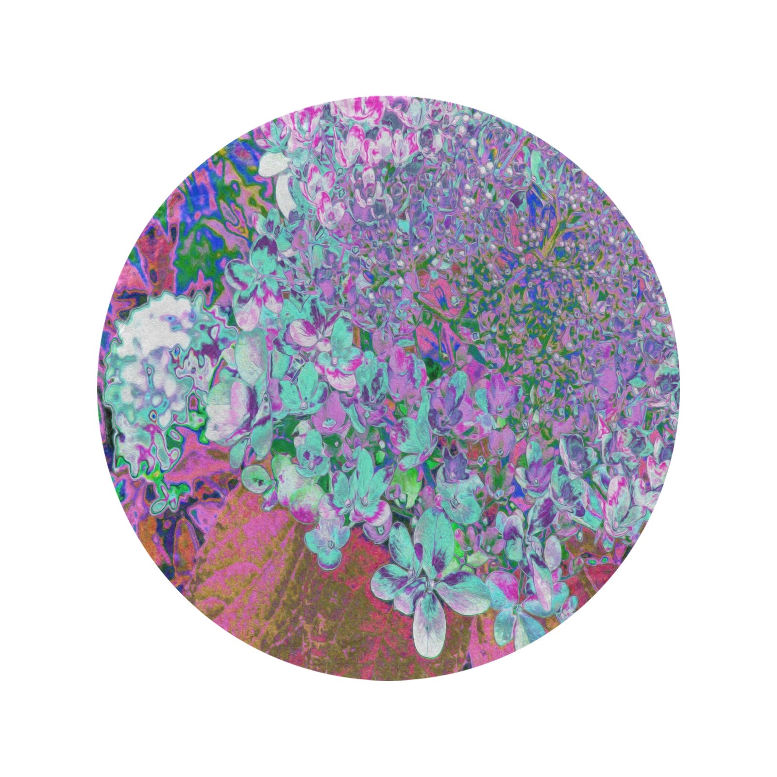 Round Throw Blankets, Elegant Aqua and Purple Limelight Hydrangea Detail