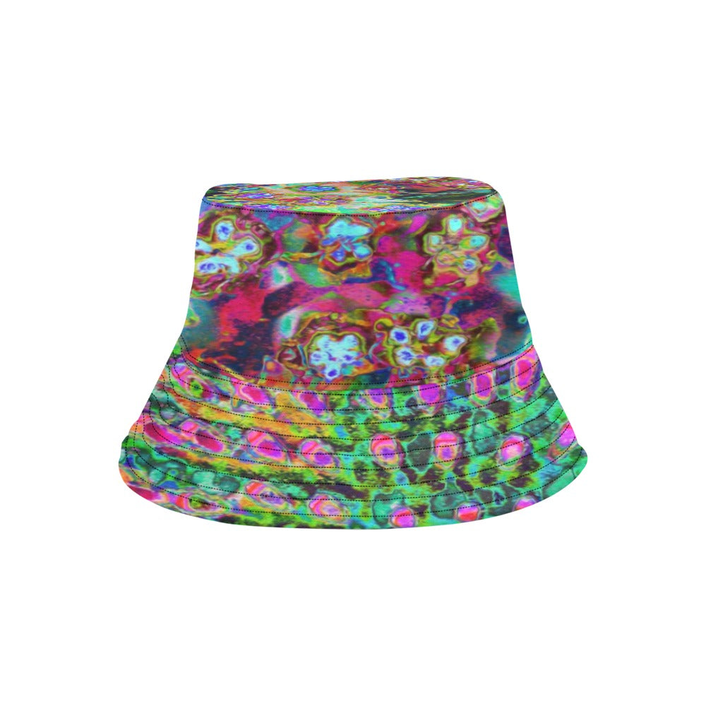 Bucket Hats, Psychedelic Abstract Groovy Purple Sedum