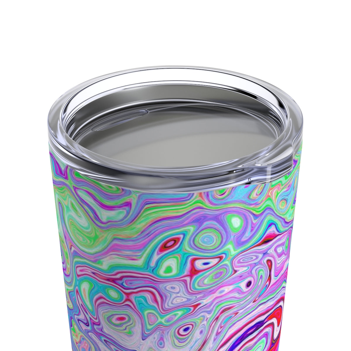 Tumbler 20oz, Groovy Abstract Retro Pink and Green Swirl
