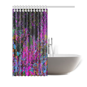 Shower Curtains, Psychedelic Hot Pink and Black Garden Sunrise