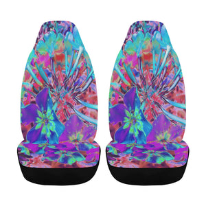 Car Seat Covers, Blooming Abstract Purple and Blue Flower