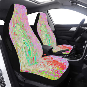 Car Seat Covers, Groovy Abstract Retro Pastel Green Liquid Swirl