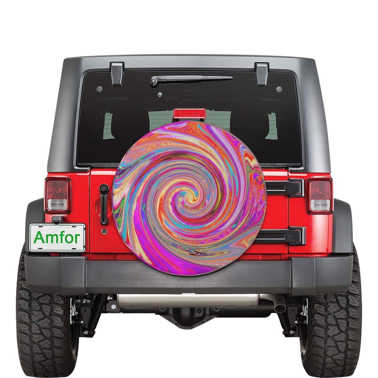 Spare Tire Covers, Colorful Rainbow Swirl Retro Abstract Design - Small