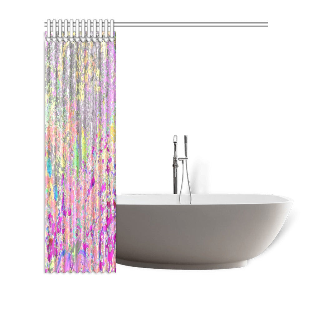 Shower Curtains, Watercolor Garden Sunrise with Purple Flowers